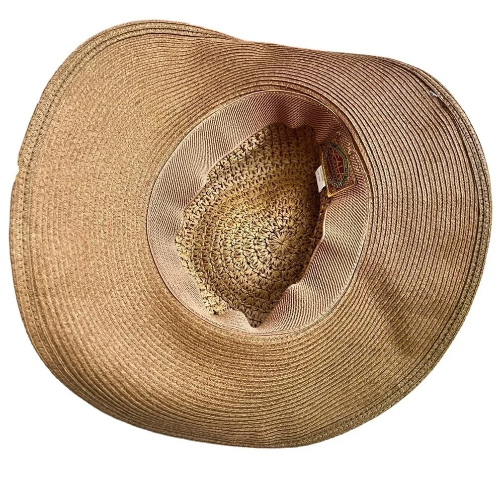 Scala Collezione Tan Brown Paper Straw Sun Hat NWT One Size